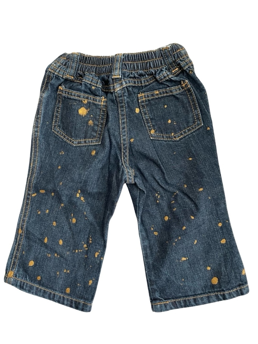 Vintage Y2K Old Navy Gold Paint Splatter Jeans 12-18M
